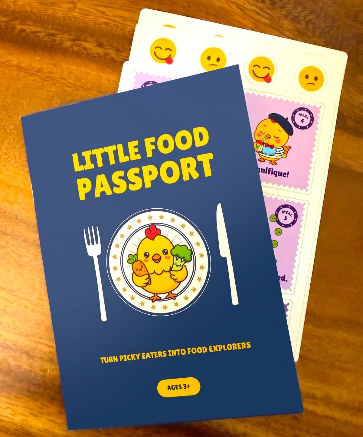 Little Food Passport booklet with its sticker sheet